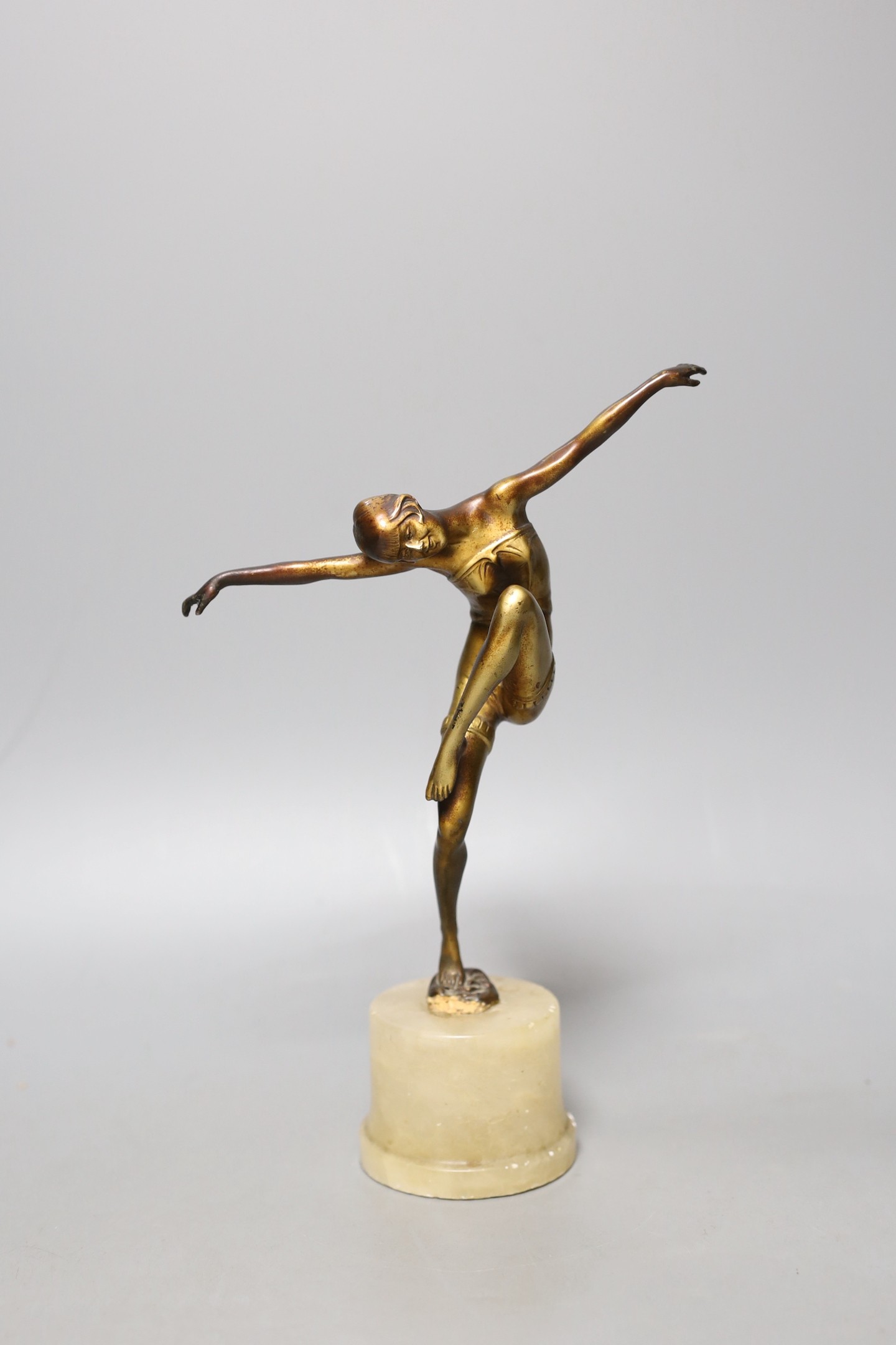 An Art Deco gilded bronze figure of a dancer, 27cm high.